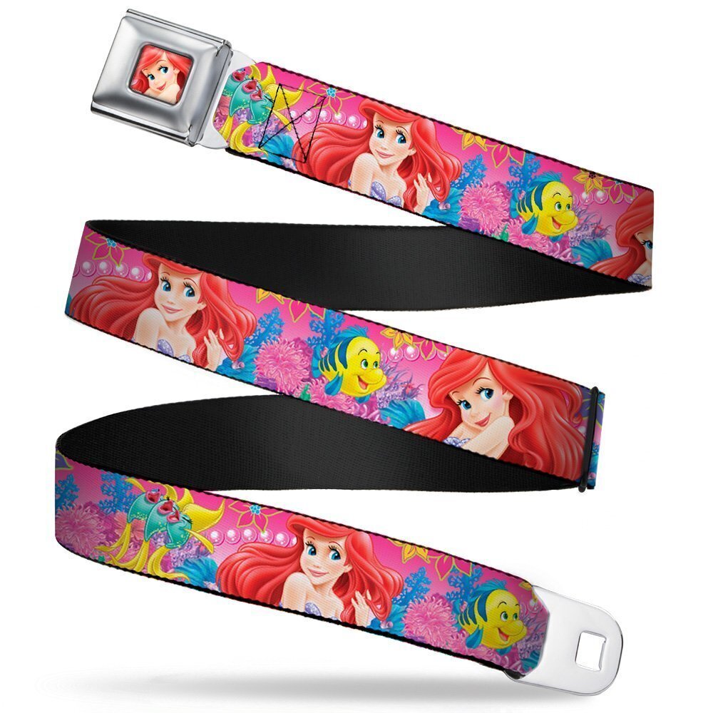 6523 Seatbelt Belt Ariel/Flounder/Fish Trio Poses Pinks 1.0" Wide